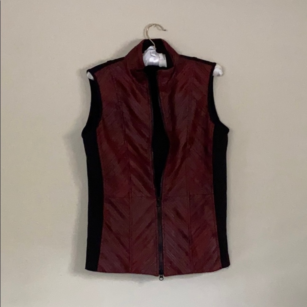 Burgundy and black vest